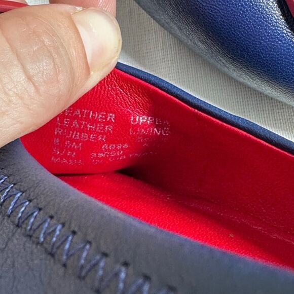 Tory Burch Womens sz 8.5 Minnie Travel Ballet Flat Navy Nantucket Red EUC - Picture 8 of 11